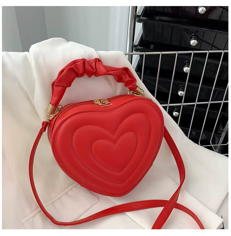 Women’s Heart-Shaped PU Leather Shoulder Bag