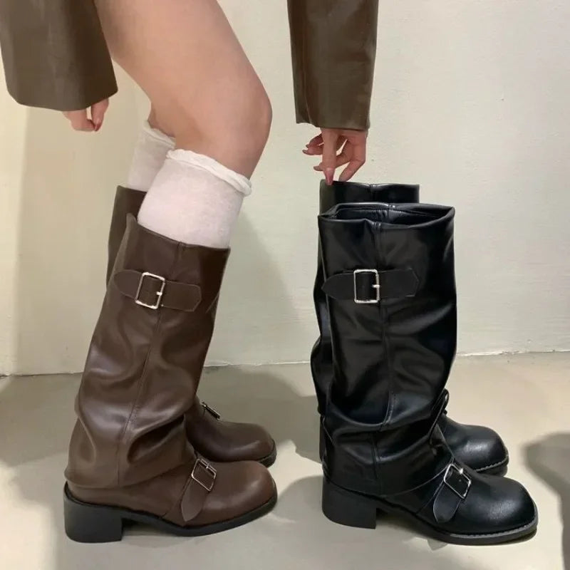 Women’s Knee-High Platform Leather Boots