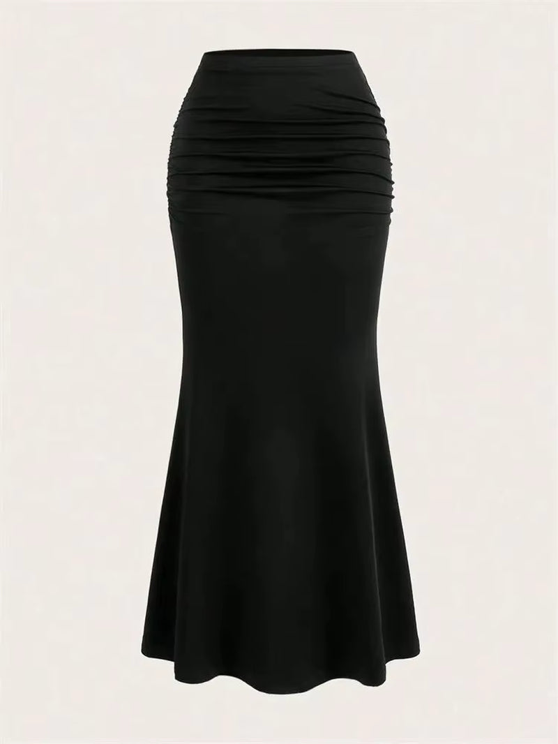 Women’s High-Waist Ruched Mermaid Maxi Skirt