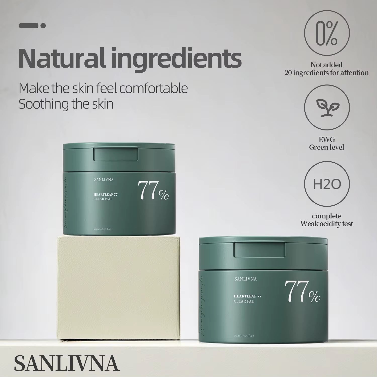 Heartleaf 77 Toning Pads, Moisturizing Pore Care, for Face Hydration Heartleaf Extract Moisturizing Centella Asiatica 160ML